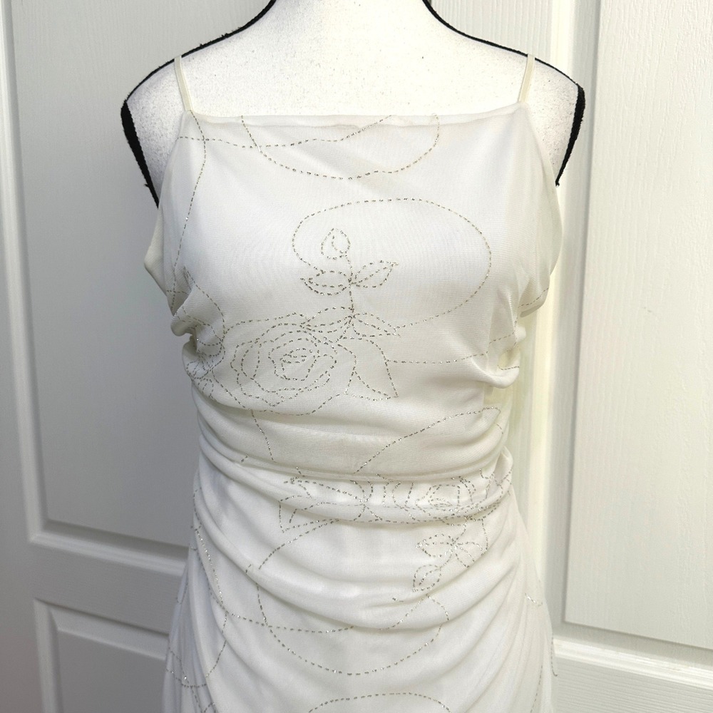 VTG City Triangles Y2K Glitter Rose Dress Large Fairycore Whimsigoth Asymmetric - Picture 3 of 14